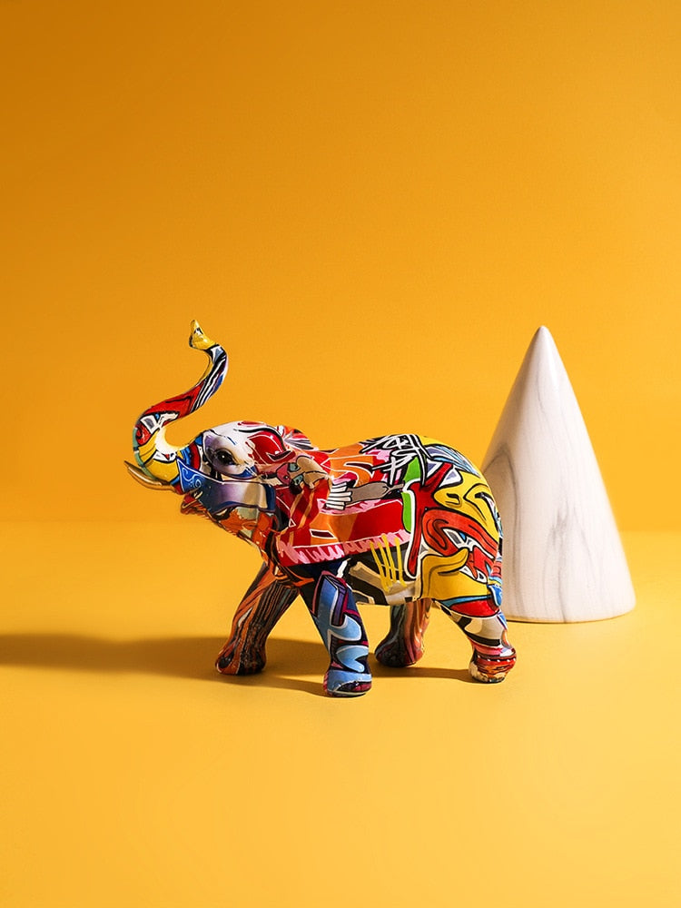 Urban Graffiti Elephant Statue