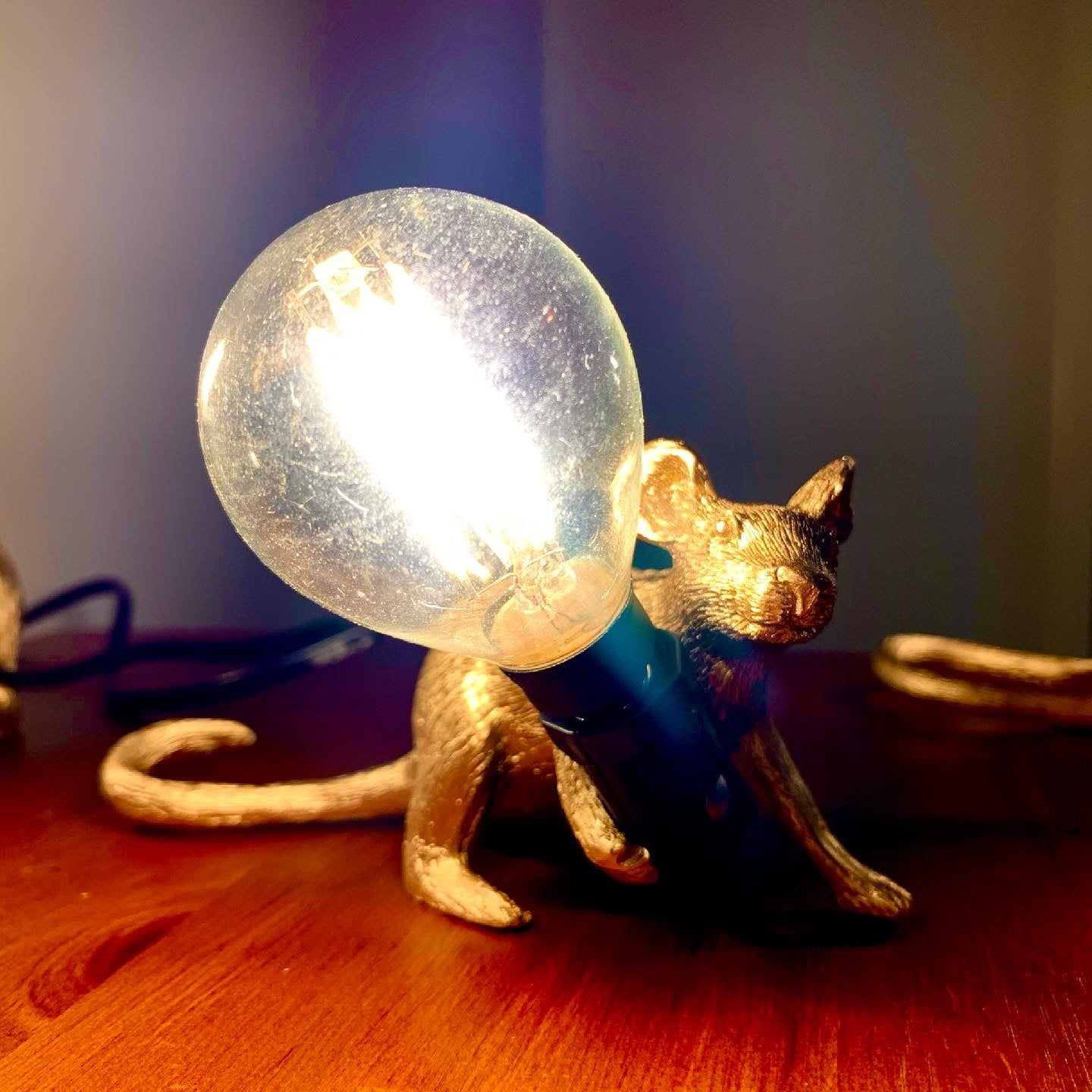 Set of 3 Gold Mouse Lamps
