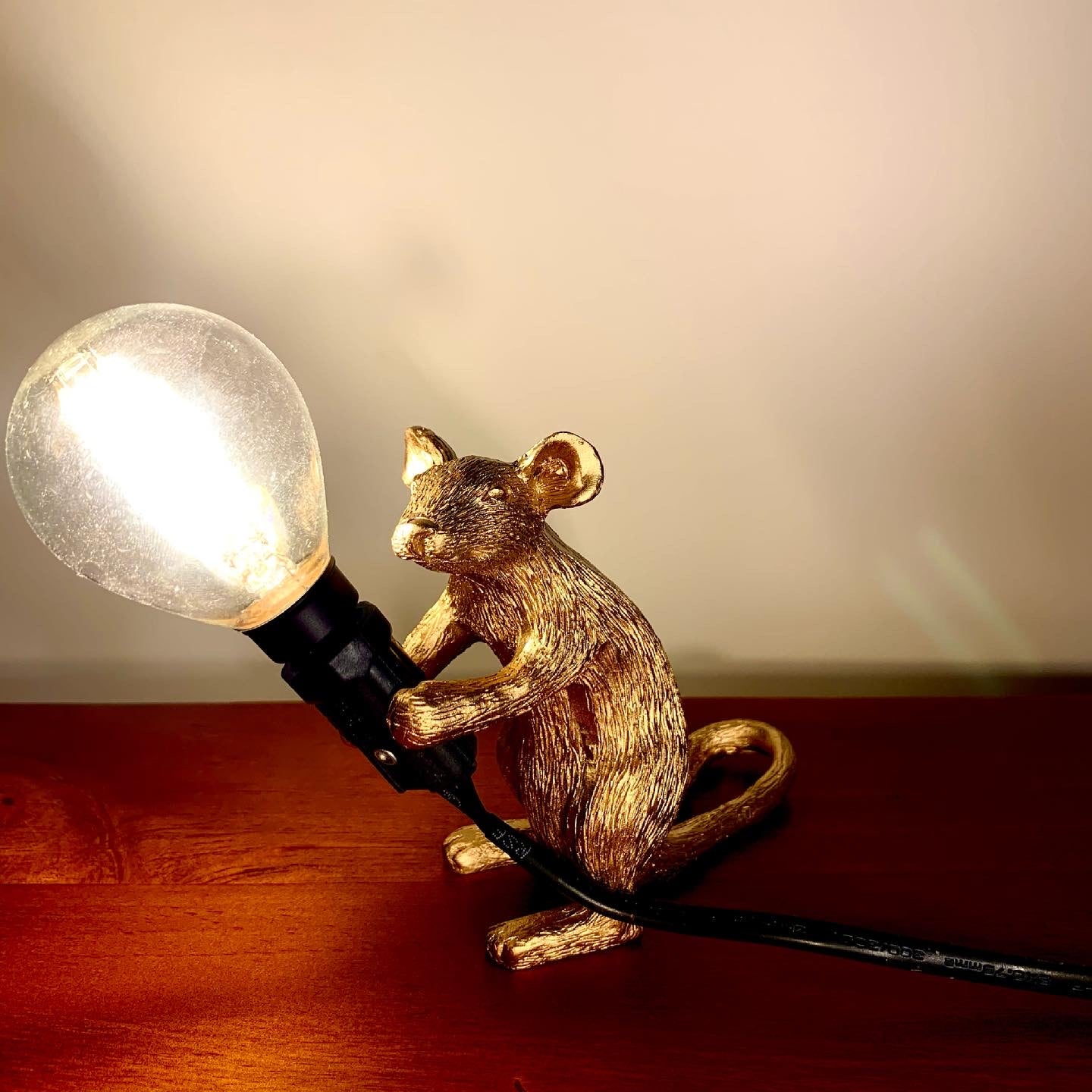 Set of 3 Gold Mouse Lamps