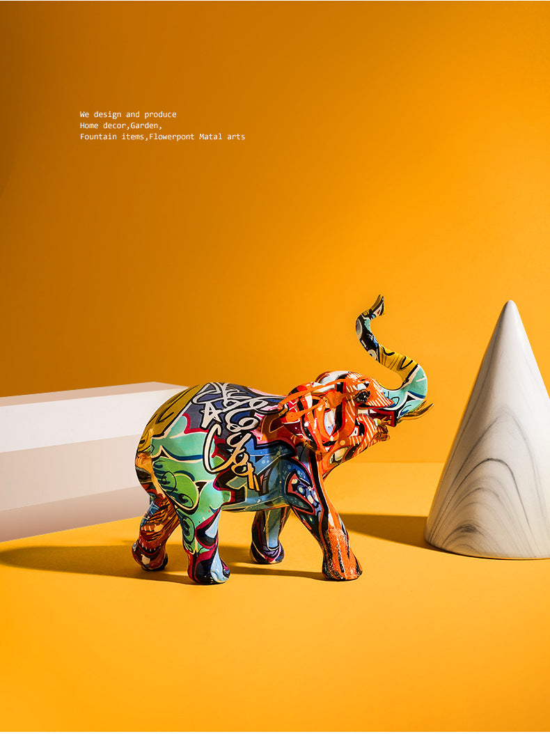 Urban Graffiti Elephant Statue