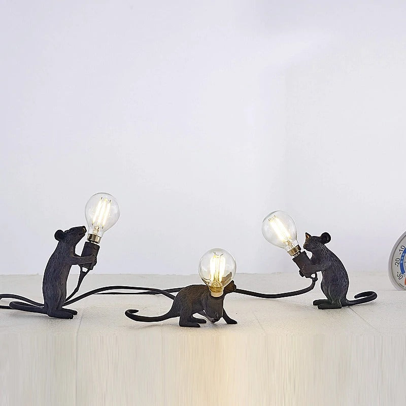 Set of 3 Black Mouse Lamps
