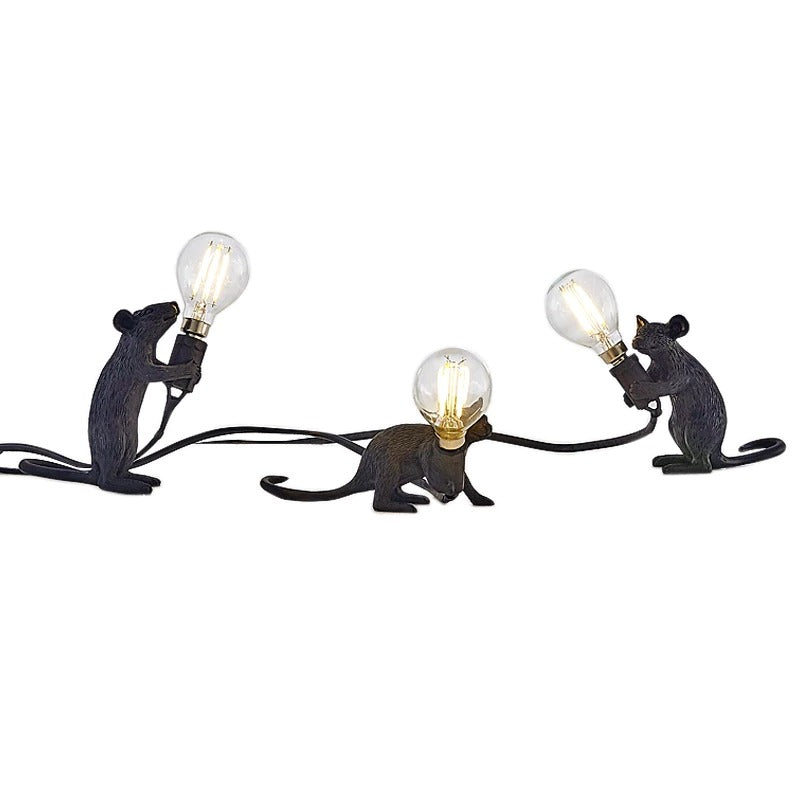 Set of 3 Black Mouse Lamps
