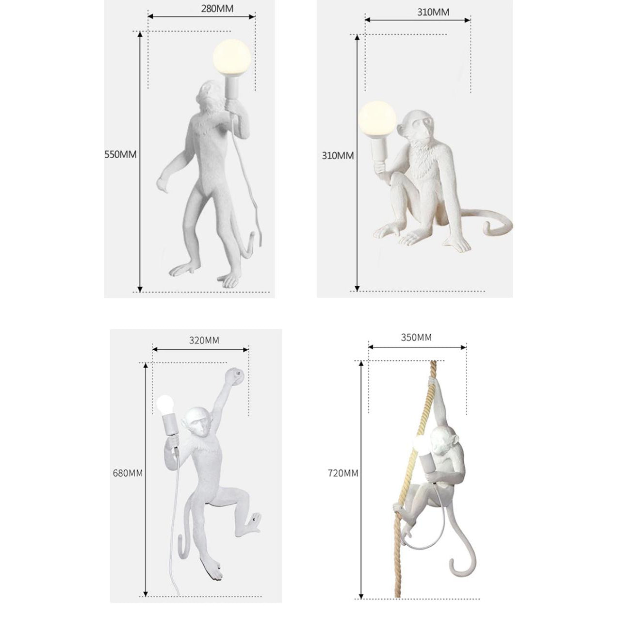 Sitting True Scale Monkey Lamp Gold