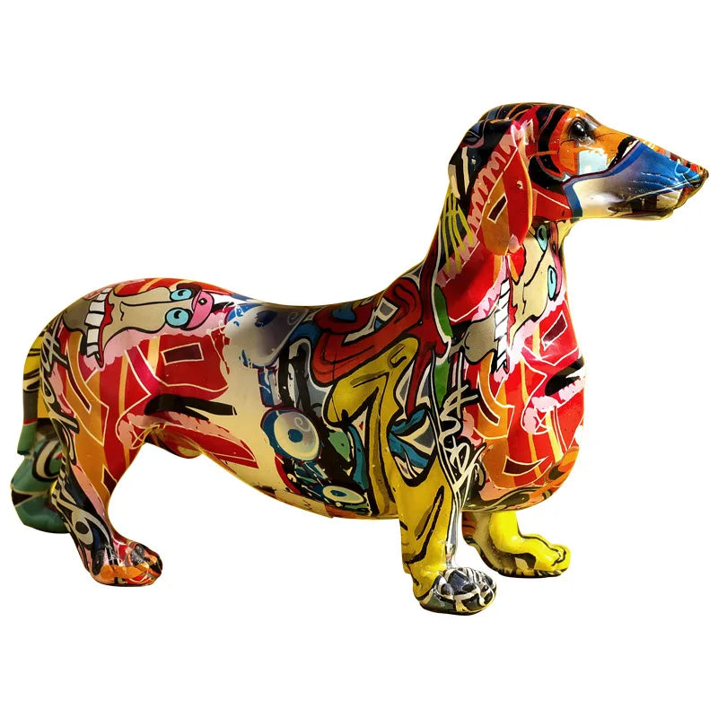 Urban Graffiti Dachshund Statue