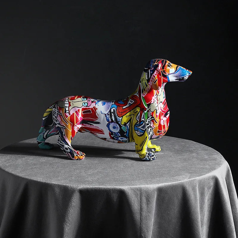 Urban Graffiti Dachshund Statue