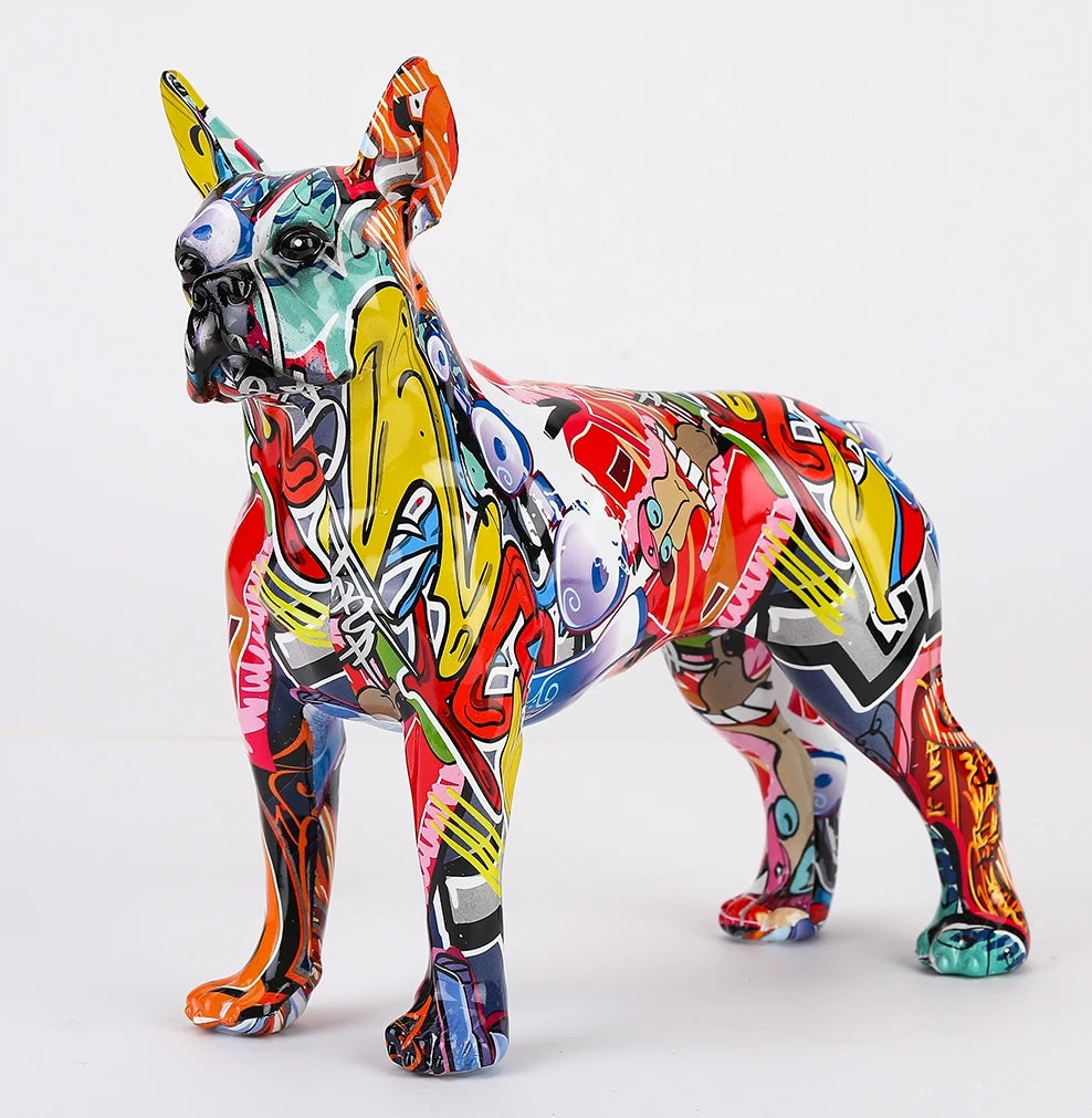 Urban Graffiti Boston Terrier Statue