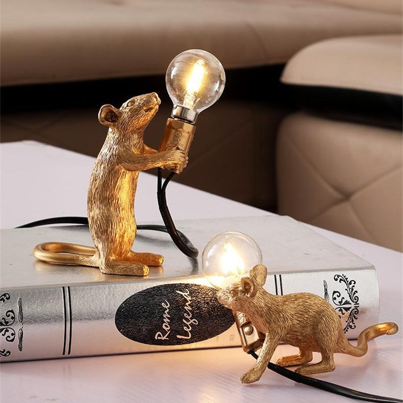Set of 3 Gold Mouse Lamps
