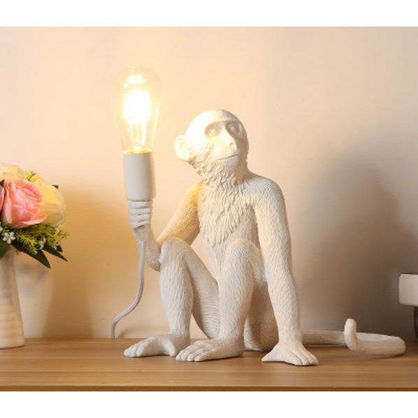 Sitting True Scale Monkey Lamp White