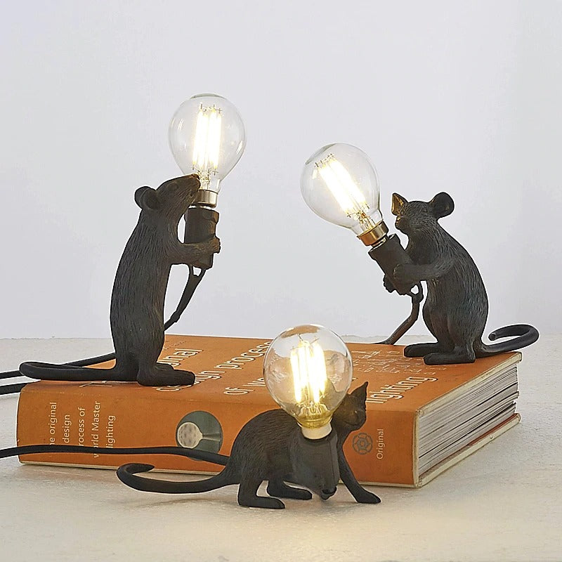 Set of 3 Black Mouse Lamps