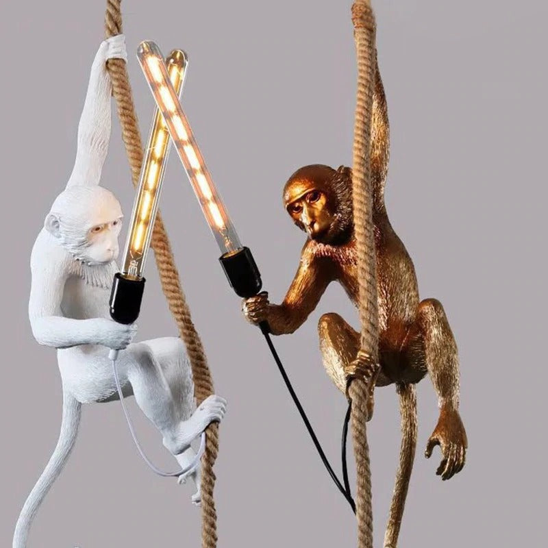 Hanging True Scale Monkey Lamps Gold