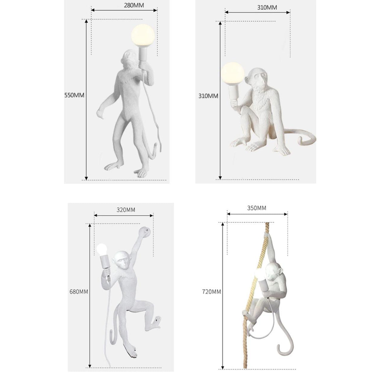 Standing True Scale Monkey Lamps