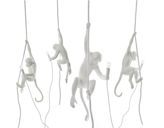 Hanging True Scale Monkey Lamps White